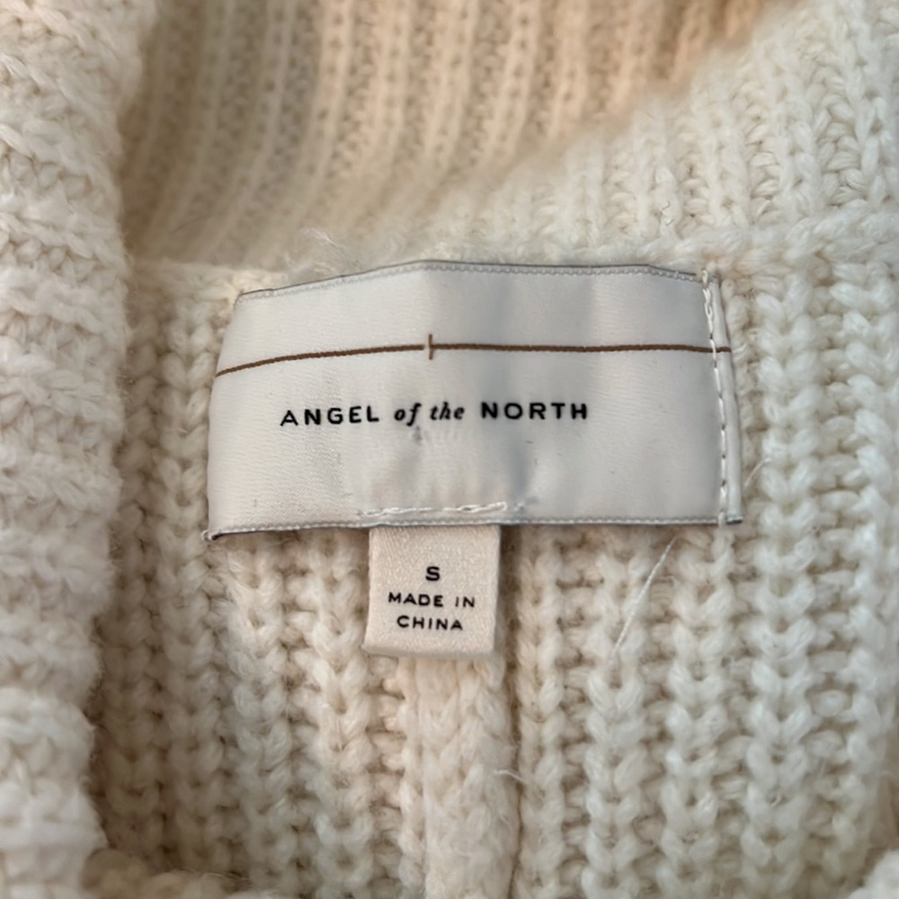 Angel of the North Anthropologie Ivory Wool Blend Sleeveless Turtleneck sz Small - Picture 10 of 13